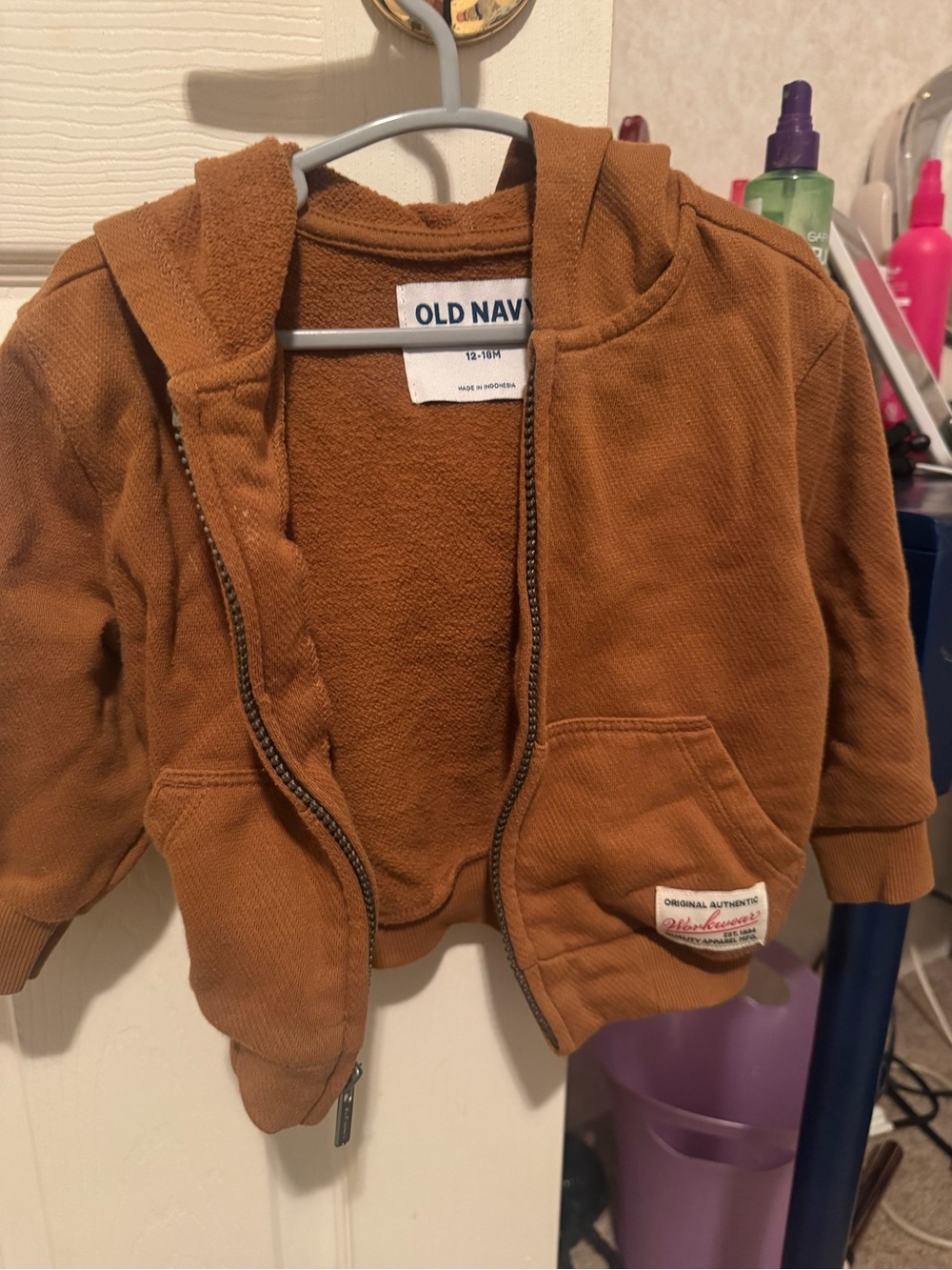 Old Navy Toddler Hooded Zip-Up Jacket in Camel Brown